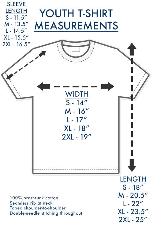 Youth T-shirt Sizing Chart