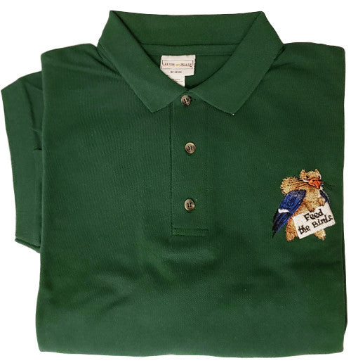 Feed the Birds Embroidered Sport Shirt - green