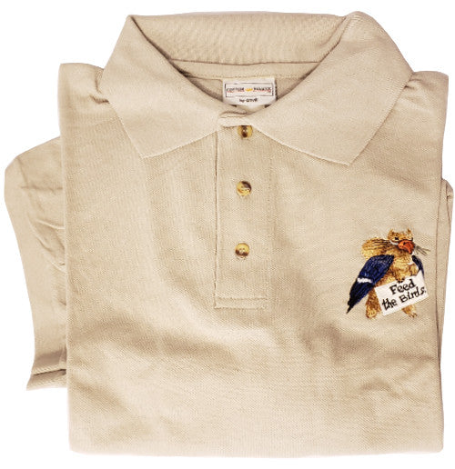 Feed the Birds Embroidered Sport Shirt | Squirrel Polo