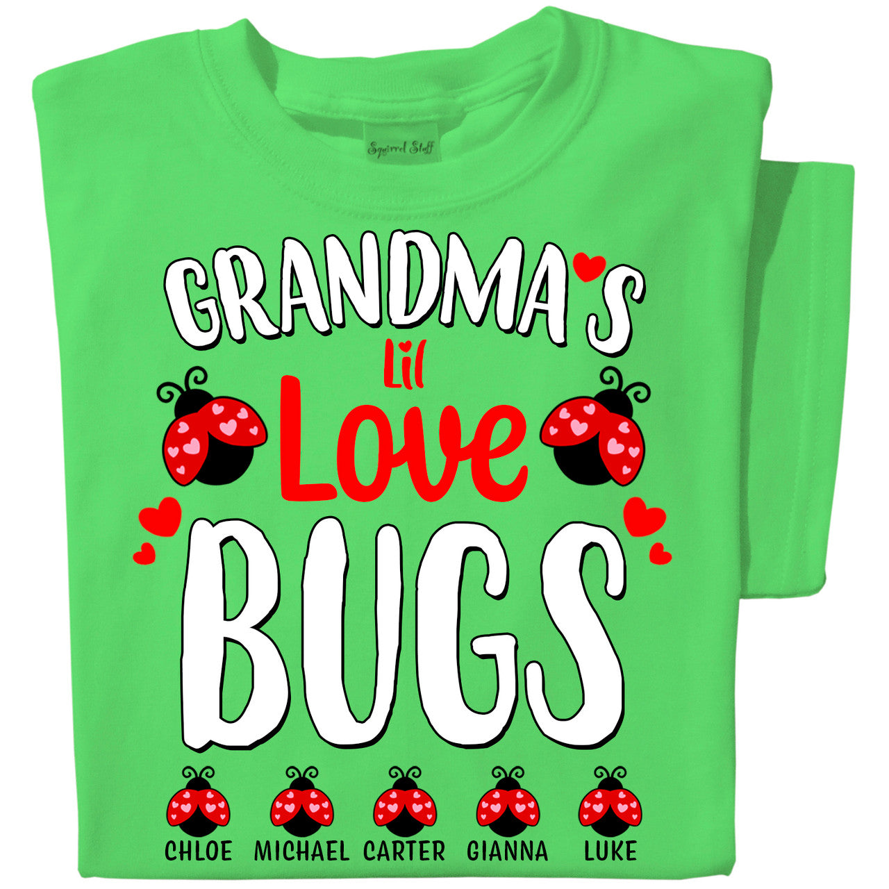 Grandma's Lil Love Bugs | Personalized T-shirt | Green T-shirt