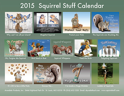 2015 Squirrel Stuff Calendar, back cover