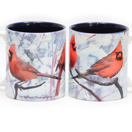 Snow Male Cardinal Mug | Jim Rathert Photography