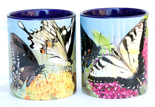 Variety Butterfly Mug with Swallowtail Butterflies on Pink & Orange Flowers | 11 oz. Ceramic