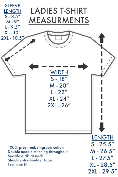 Ladies ThinkOutside Tree T-shirt Size Chart