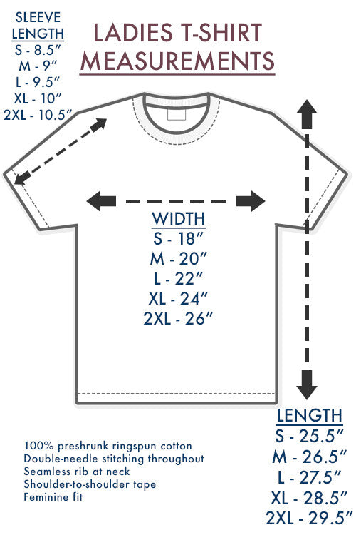 ThinkOutside Ladies T-shirt Size Chart