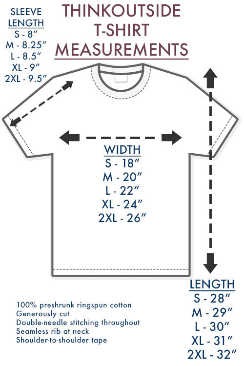 ThinkOutside Unisex T-shirt Size Chart