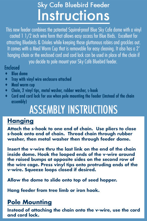 Bluebird Feeder Instructions, American Made Bird Feeder