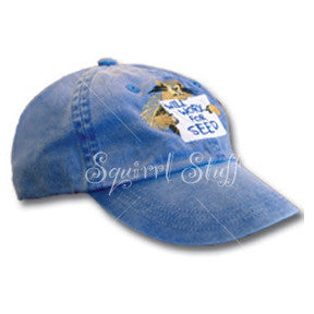 Will Work for Seed Blue Embroidered Hat