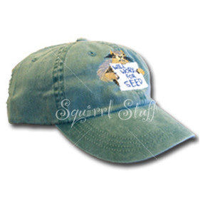 Will Work for Seed Green Embroidered Hat