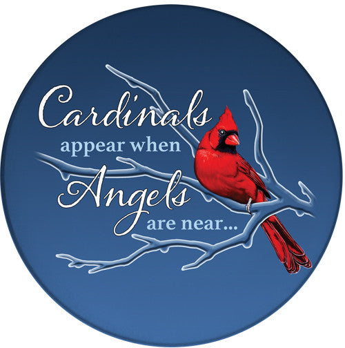 Cardinals appear when Angels are near Sandstone Ceramic Coaster | memorial bird |Front