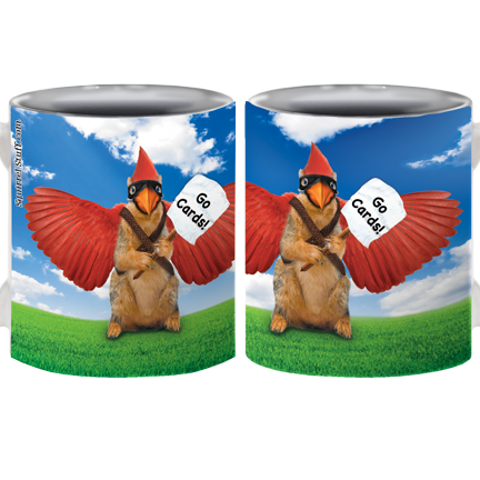 Rally Squirrel "Go Cards!" Mug | Funny Squirrel Mug