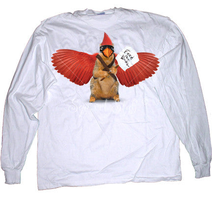 Feed the Cardinal Squirrel Long Sleeve T-shirt