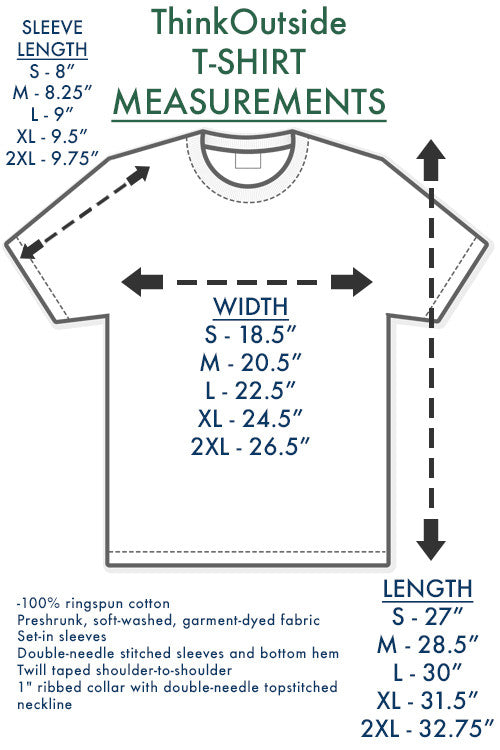 Pure Cotton | ThinkOutside Unisex T-shirt Size Chart