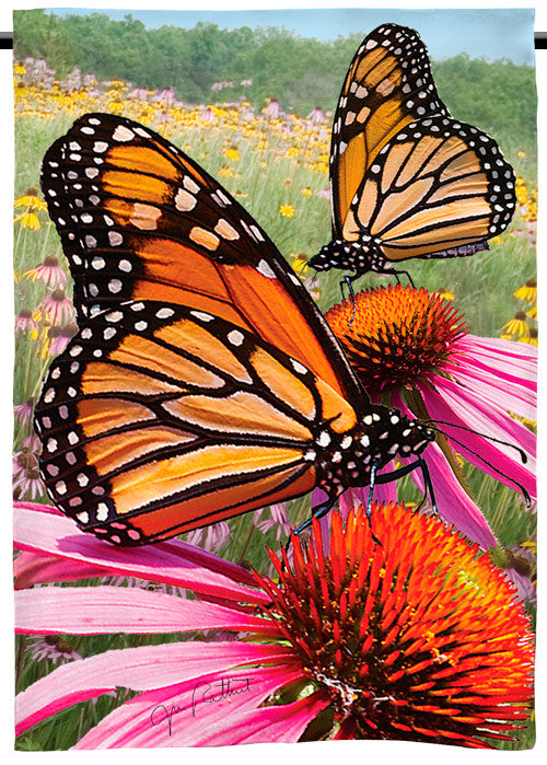 Monarchs on the Glade | Butterfly Garden Flag | 12" x 18" | Jim Rathert