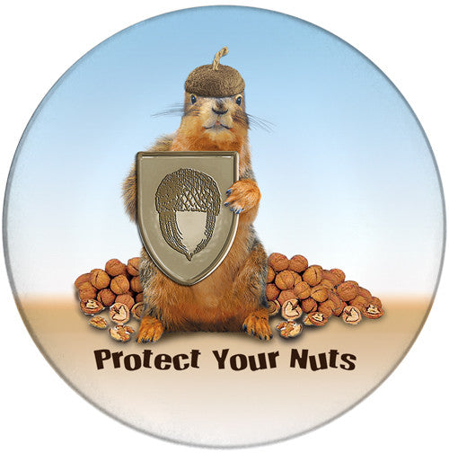 Protect Your Nuts Sandstone Ceramic Coaster | Front