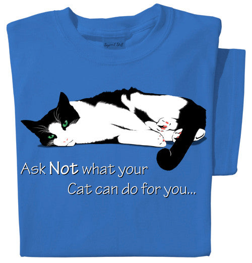 Ask Not Cat T-shirt (blue)