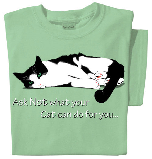 Ask Not Cat T-shirt (green)