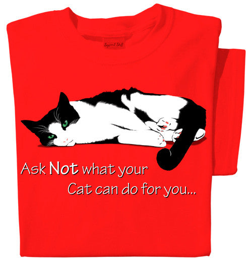 Ask Not Cat T-shirt (red)