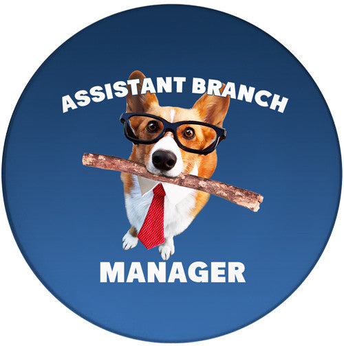 Assistant Branch Manager Corgi Sandstone Ceramic Coaster | Dog Coaster | Front