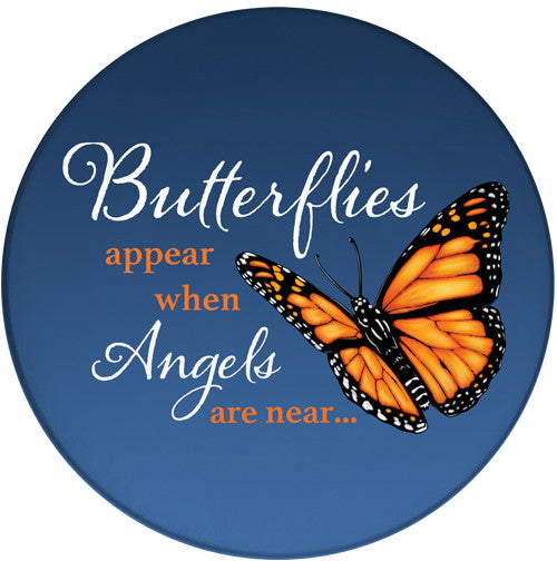 Butterflies appear when Angels are near Sandstone Ceramic Coaster | Memorial Butterfly | Front