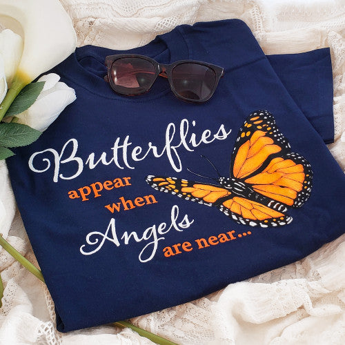 Butterflies Appear When Angels Are Near T-shirt | Inspirational Butterfly Tee