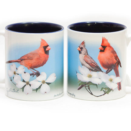 Male Female Cardinal Pair on Dogwood Mug