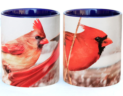 Cardinals in Falling Snow Mug | Jim Rathert Photography