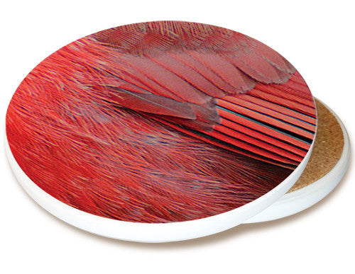 Bird Feather Sandstone Ceramic Coaster Collection | Cardinals