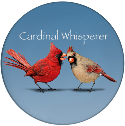 Cardinal Whisperer Sandstone Ceramic Coaster | Bird Coaster | Front