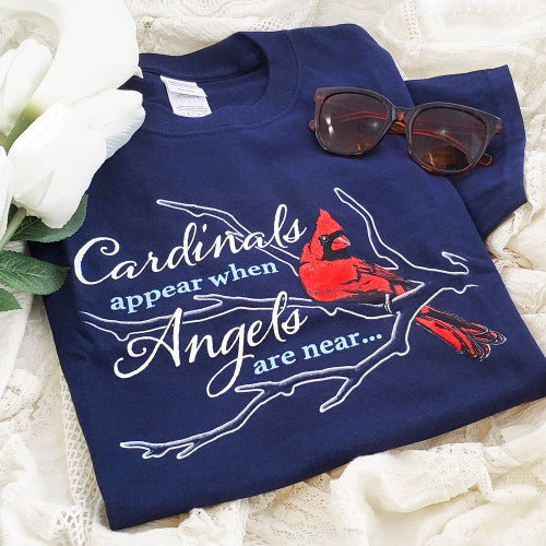 Cardinals Appear When Angels Are Near T-shirt | Inspirational Bird Tee