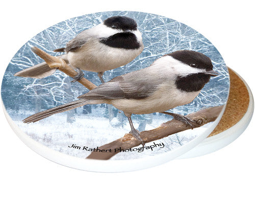 Chickadee Sandstone Ceramic Coaster