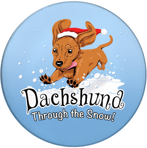 Dachshund Through the Snow Sandstone Ceramic Coaster | Front | Christmas Coaster