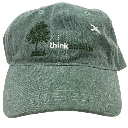 ThinkOutside Tree Hat | Dark Green High Quality Embroidered Cotton Cap | Front