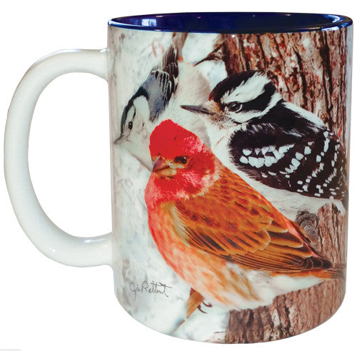 Feeder Favorites Bird Mug | Blue Jay, Woodpecker, Bluebird, Nuthatch, Chickadee, Cardinal | 11 oz. | Jim Rathert