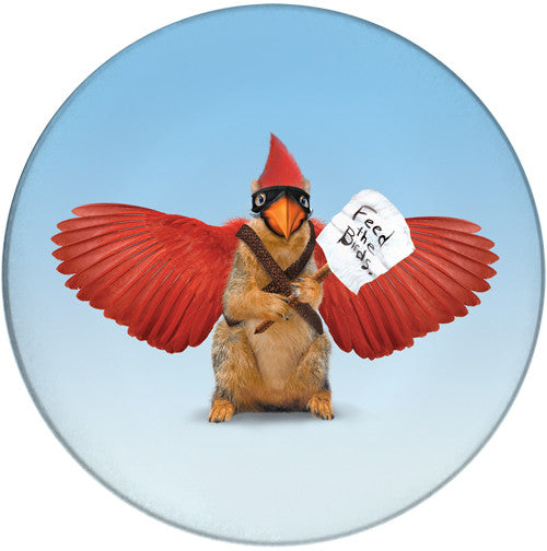 Feed the Cardinal Whisperer Sandstone Ceramic Coaster | Front