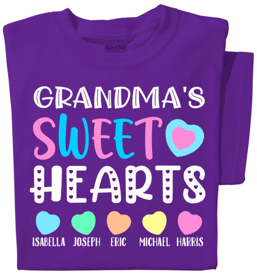 Grandma's Sweet Hearts | Personalized T-shirt | Purple T-shirt