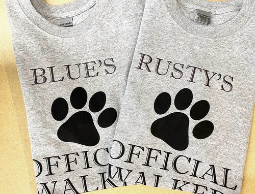 Official Dog Walker | Natural or Gray | Personalized Dog T-Shirt