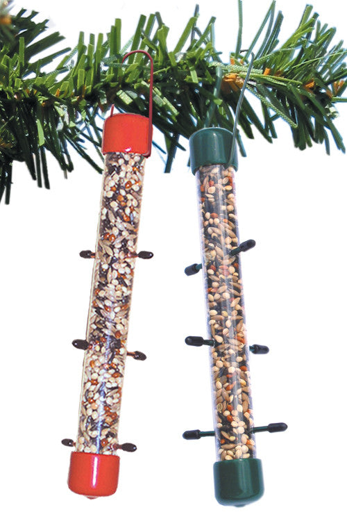 Set of 6 includes: 3 Red & 3 Green Itty Bitty miniature bird feeder ornaments