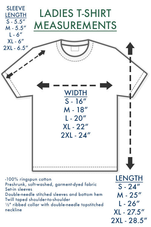 Pure Cotton Mountain | ThinkOutside Ladies T-shirt Size Chart