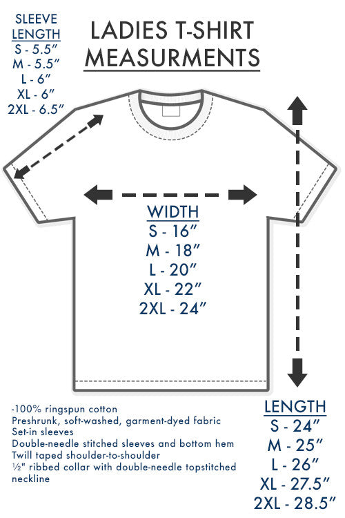 Ladies T-shirt Size Chart