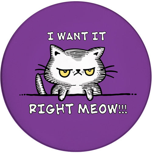 I want it Right Meow Sandstone Ceramic Coaster | Funny Cat Coaster