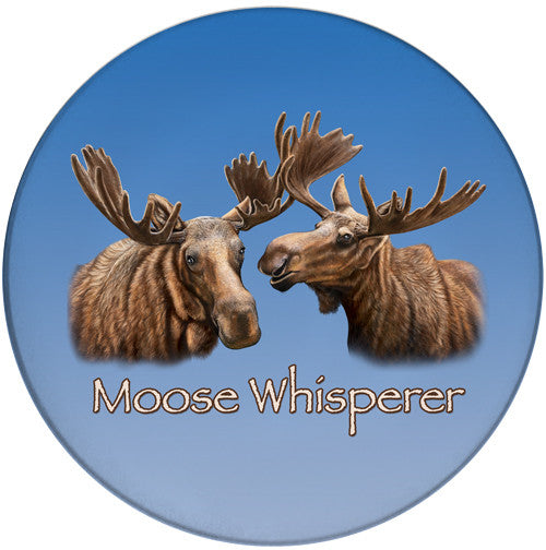 Moose Whisperer Sandstone Ceramic Coaster | Cool Moose Coaster | Front