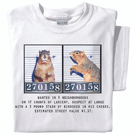 Mugshot T-shirt | white tee | Funny Squirrel Tee