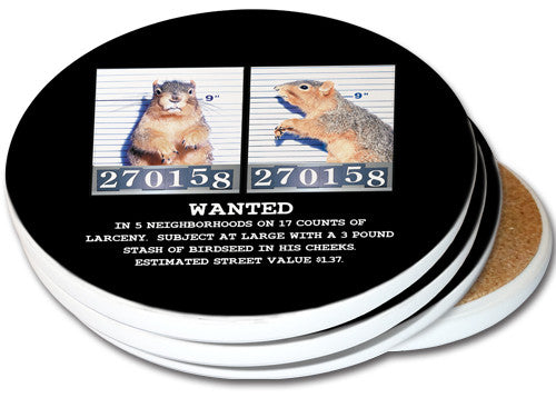 Mugshot Squirrel Sandstone Ceramic Coasters | 4pack