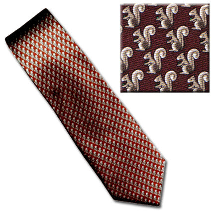 Squirrel Pattern Tie (burgundy)