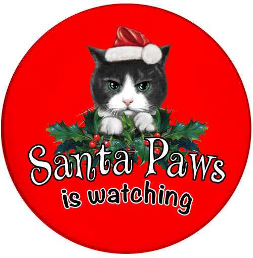 Santa Paws Sandstone Ceramic Coasters | 4pack | Front