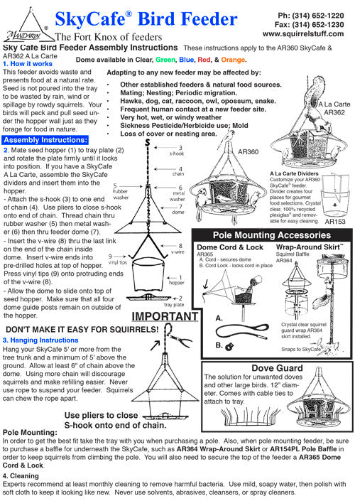 SkyCafe Instructions -  VIDEO below.
American Made Bird Feeder