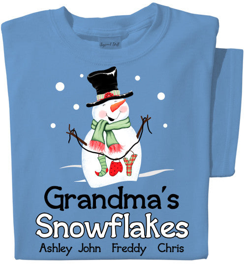 Snowman Blue T-Shirt | Personalized Title and Names