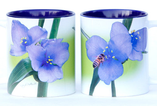 Spiderwort Flower with Honey Bee Mug | Ceramic 11 oz. | Jim Rathert Photography