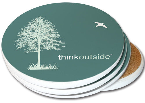 Think Outside Tree Sandstone Ceramic Coasters | 4pack